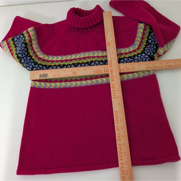 Hanna Andersson Floral Turtleneck Sweater Womens Size Medium Pink Fair Isle - Picture 6 of 8